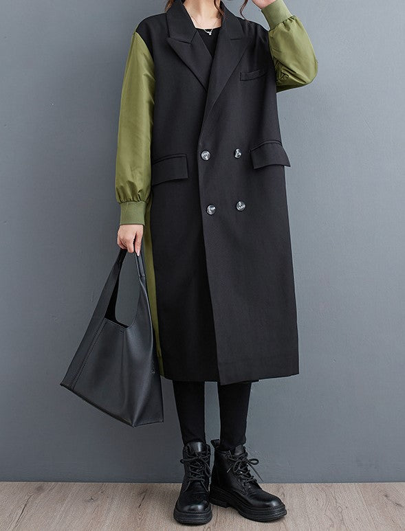 DORRATI Manteau trench cardigan à double col tailleur, style décontracté et raffiné