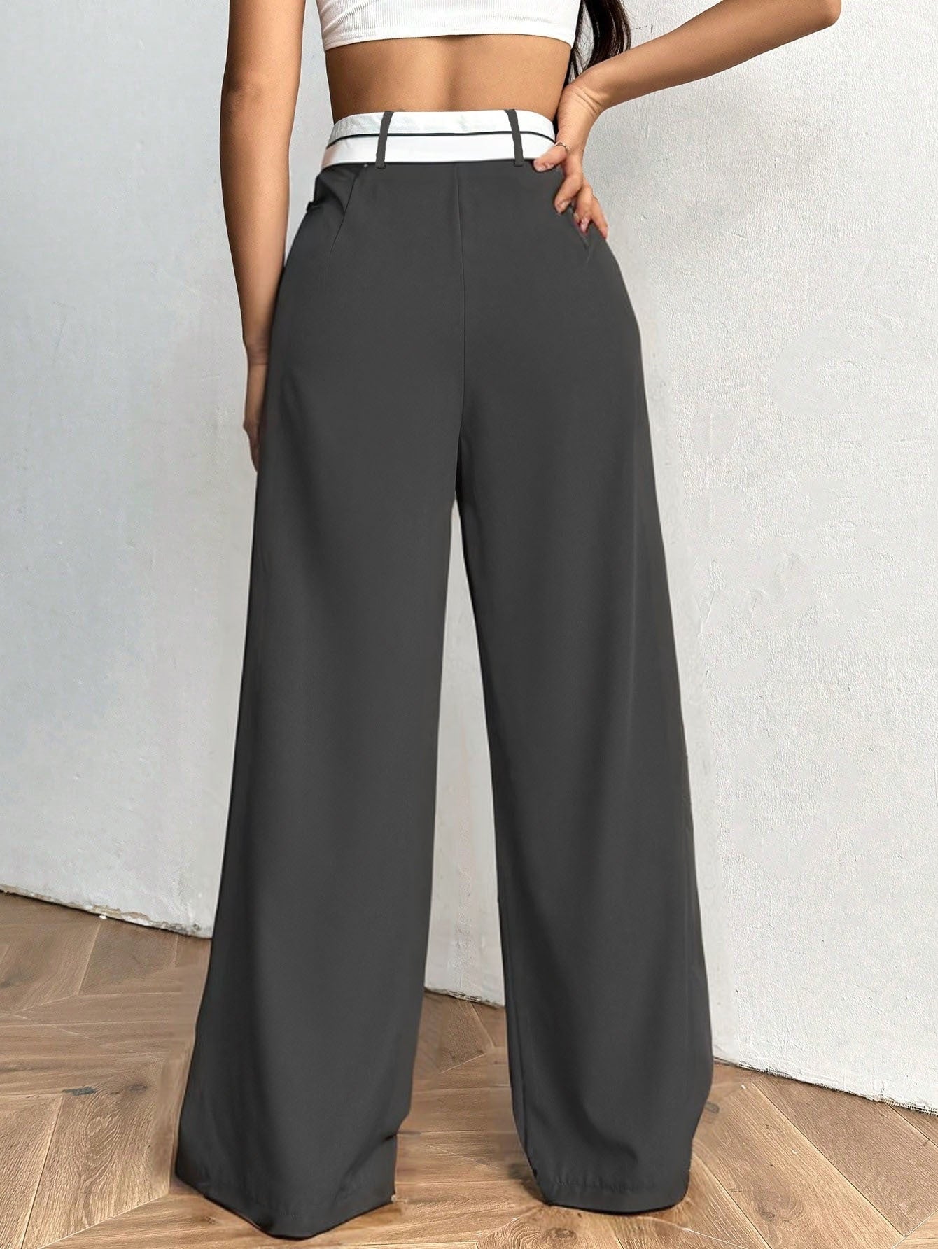 CHAWRI Pantalon de costume large à coupe fluide