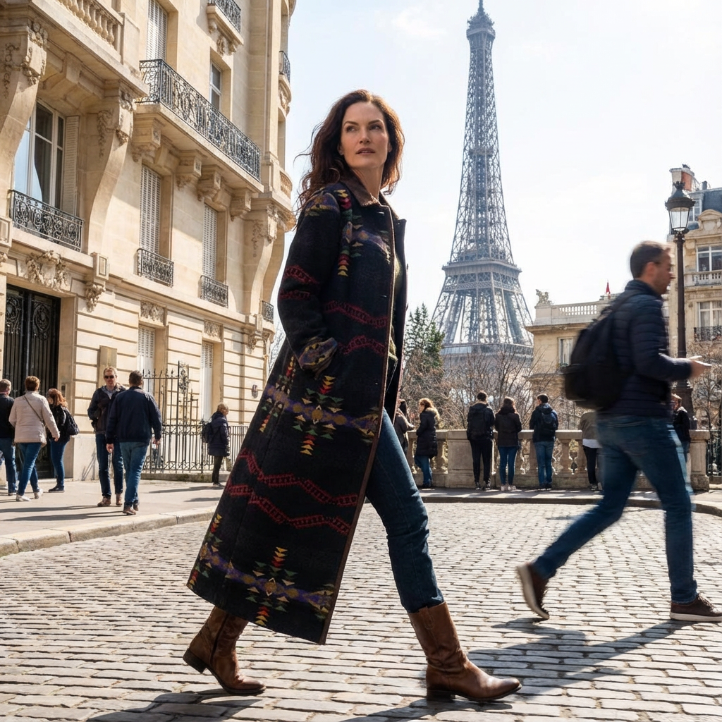 NERVANI Manteau long trench pour femme, imprimé, style britannique, avec col à revers