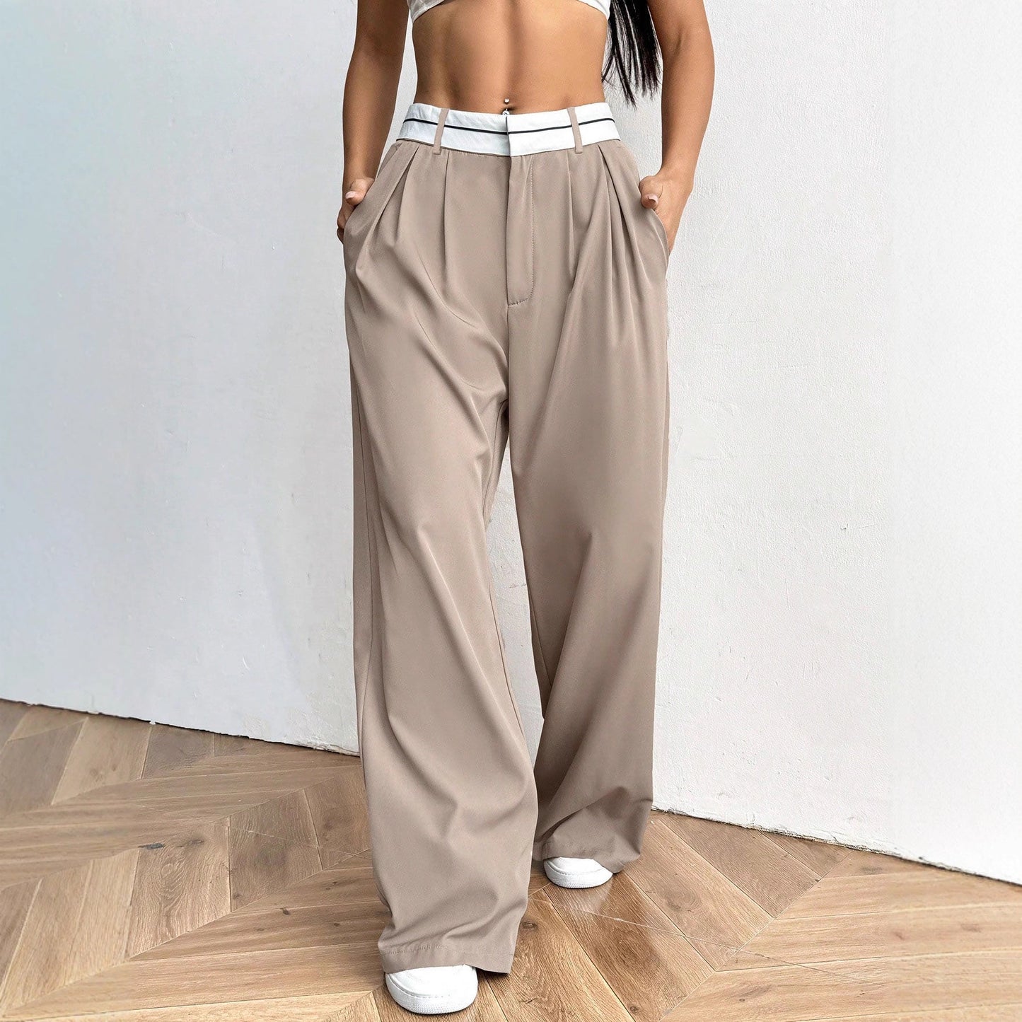 CHAWRI Pantalon de costume large à coupe fluide