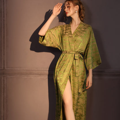 VILARI Robe de nuit d’été pour femme en satin jacquard haut de gamme