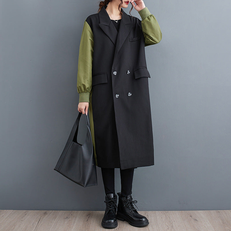 DORRATI, Manteau trench cardigan à double col tailleur, style décontracté et raffiné