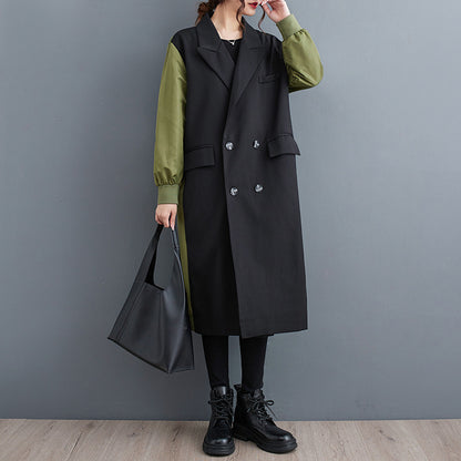 DORRATI, Manteau trench cardigan à double col tailleur, style décontracté et raffiné