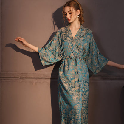 VILARI Robe de nuit d’été pour femme en satin jacquard haut de gamme