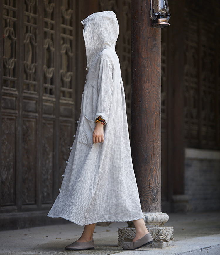 ANTARA, Manteau rétro à capuche de style national – Robe cape par-dessus