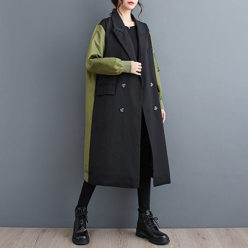DORRATI, Manteau trench cardigan à double col tailleur, style décontracté et raffiné