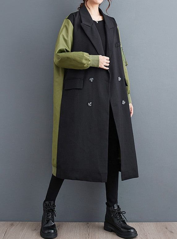 DORRATI Manteau trench cardigan à double col tailleur, style décontracté et raffiné