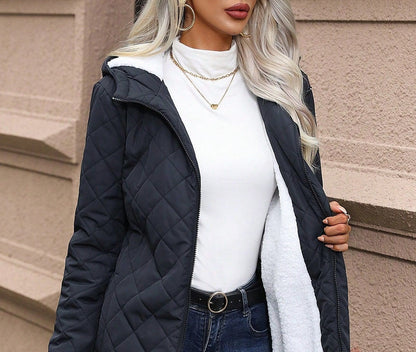 CHARIMI Veste à capuche pour femme en cachemire et laine d’agneau avec coton