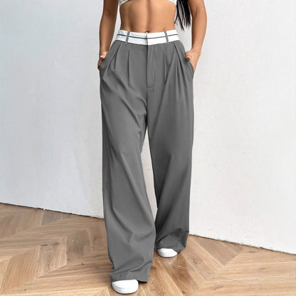 CHAWRI Pantalon de costume large à coupe fluide