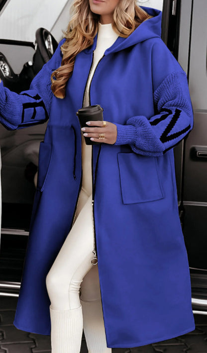 MARYOLA, Veste longue coupe-vent à capuche automne/hiver