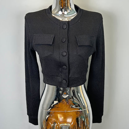 KANAVI Crop en maille pour femme à manches longues