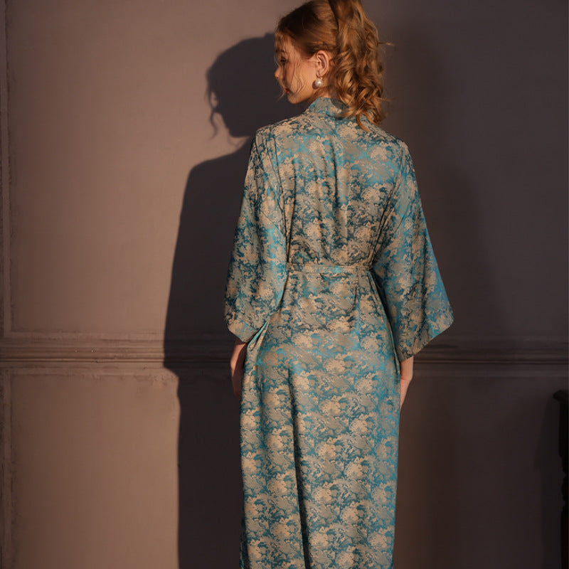 VILARI Robe de nuit d’été pour femme en satin jacquard haut de gamme