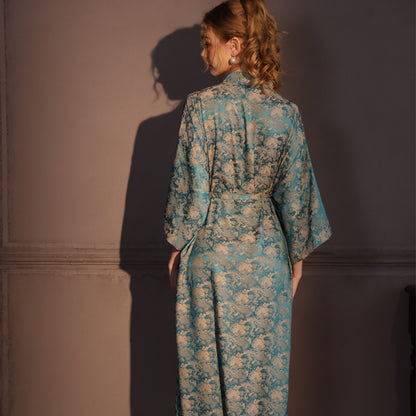 VILARI Robe de nuit d’été pour femme en satin jacquard haut de gamme