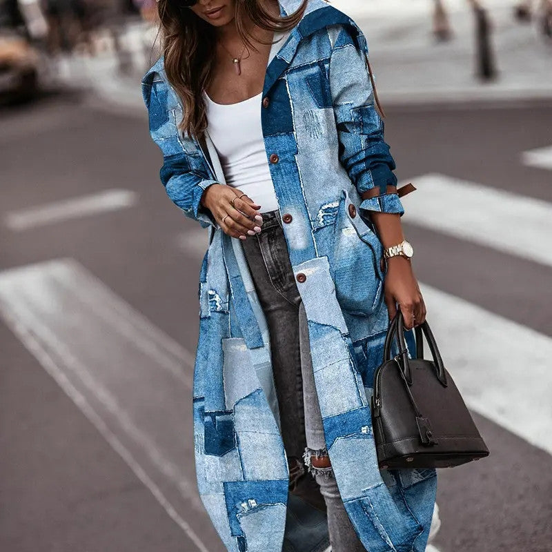 HITOKI, Manteau trench mi-long pour femme – Style décontracté avec col à revers