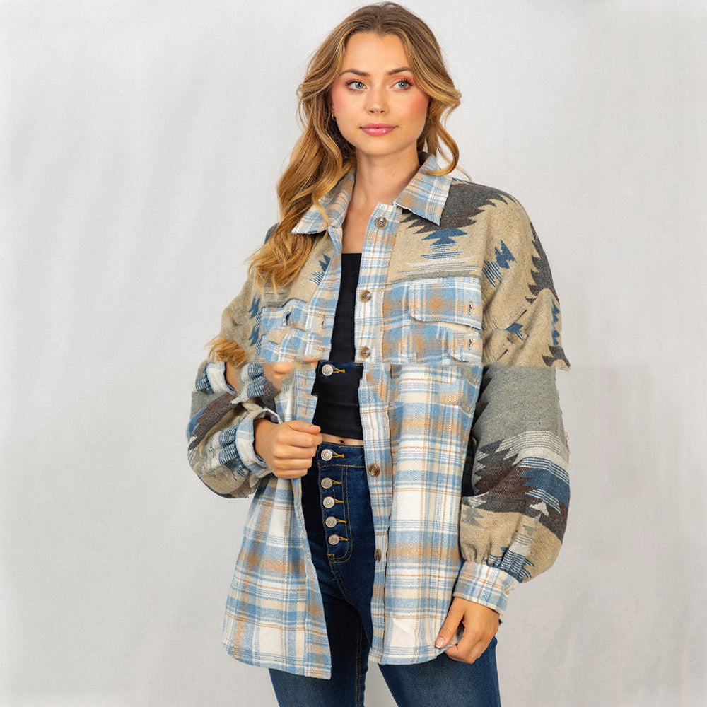 MASTOURA, Chemise d’hiver en laine à carreaux pour femme