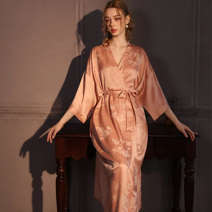 VILARI Robe de nuit d’été pour femme en satin jacquard haut de gamme