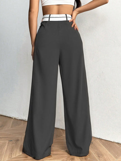 CHAWRI Pantalon de costume large à coupe fluide