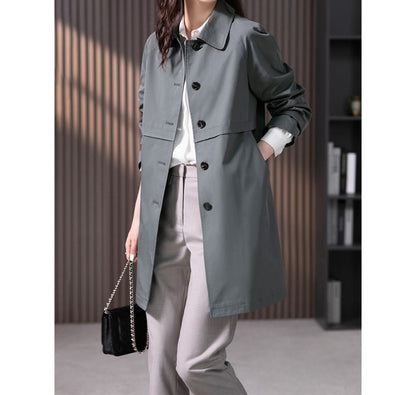 MIYANDO Manteau droit mi-long trench élégant britannique