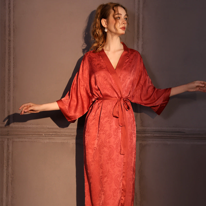 VILARI Robe de nuit d’été pour femme en satin jacquard haut de gamme