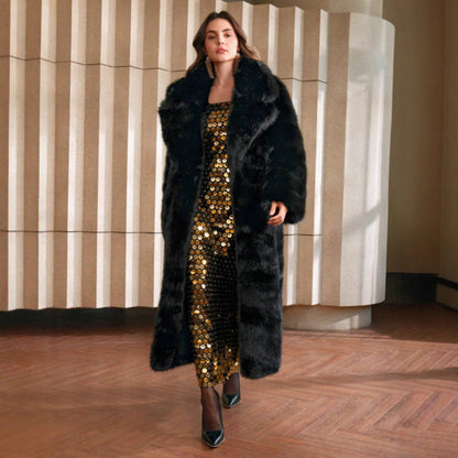 MELAYA, Manteau long en fourrure douce