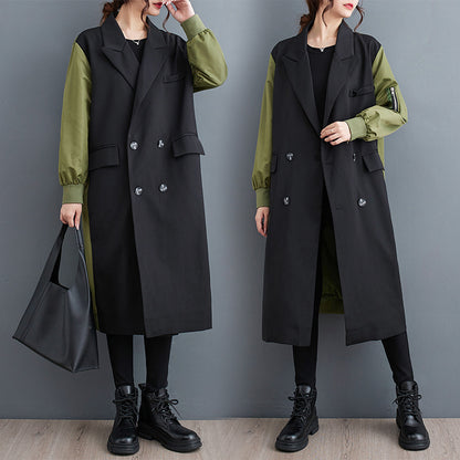 DORRATI, Manteau trench cardigan à double col tailleur, style décontracté et raffiné