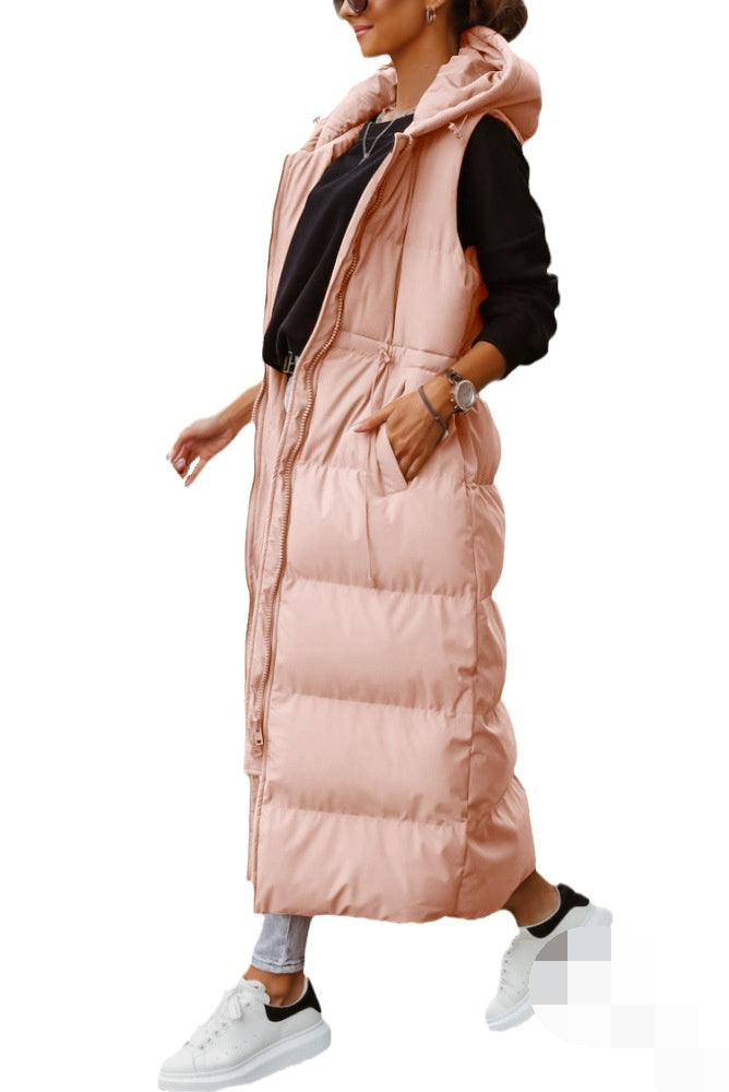 MIRKAJ, Gilet long en coton à capuche – Style slim