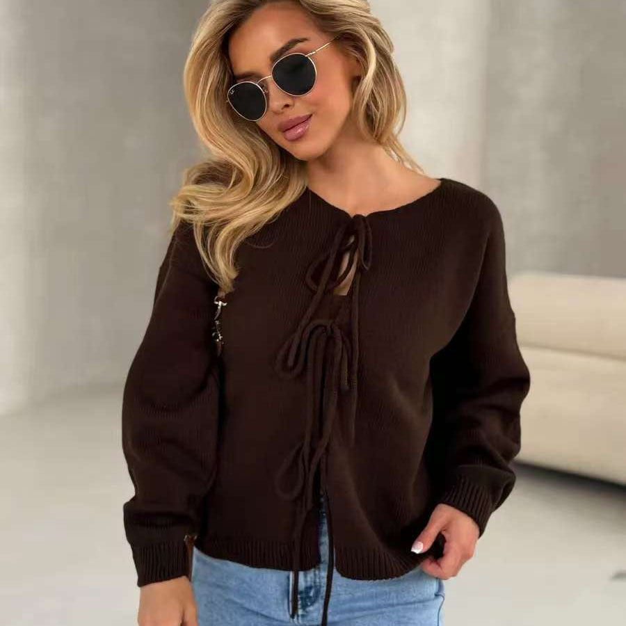 OPAMIN Pull pour femmes à manches longues, col rond et coupe ample.