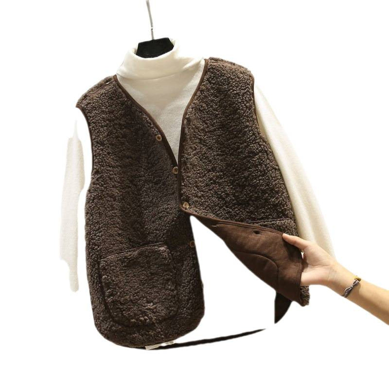 DOGGI Gilet femme en fourrure effet laine d’agneau tendance