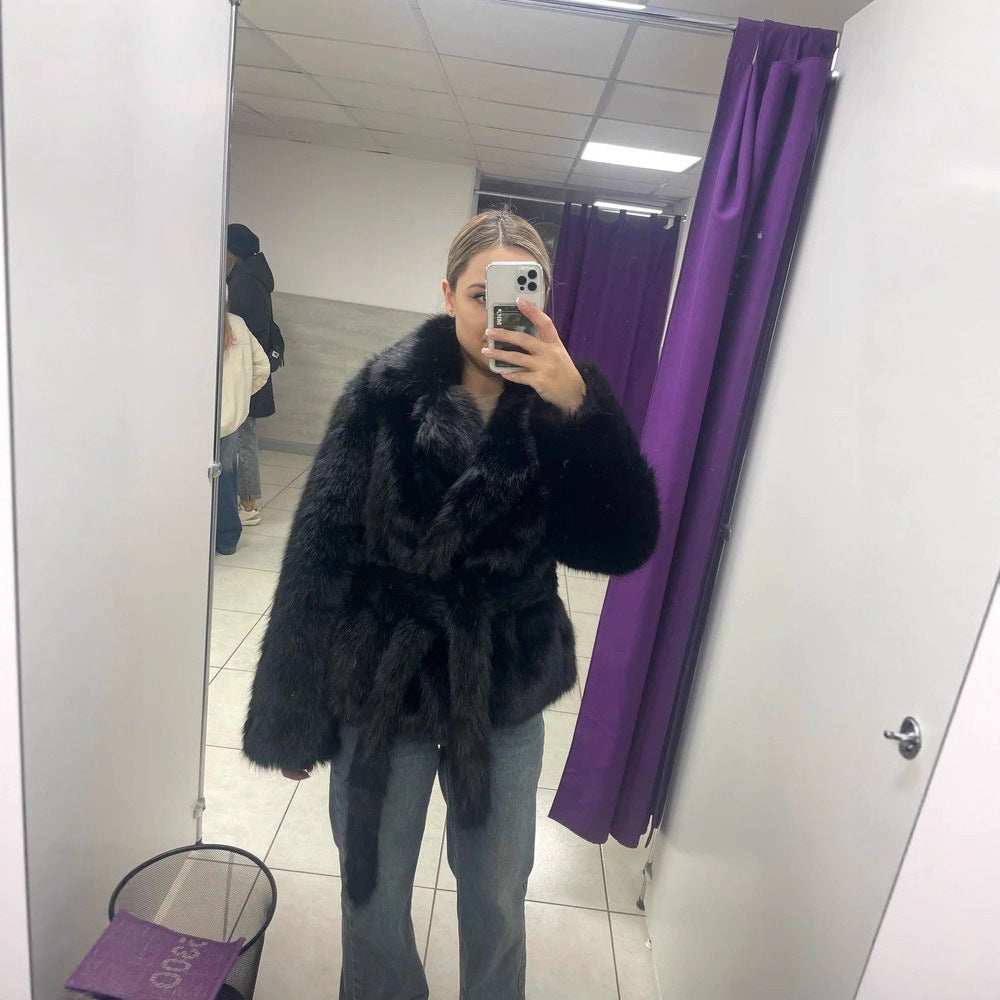 CHEKFA, Manteau ample en peluche avec col polo