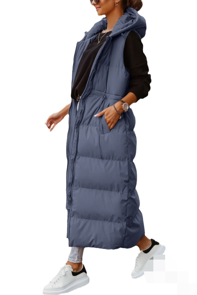 MIRKAJ, Gilet long en coton à capuche – Style slim