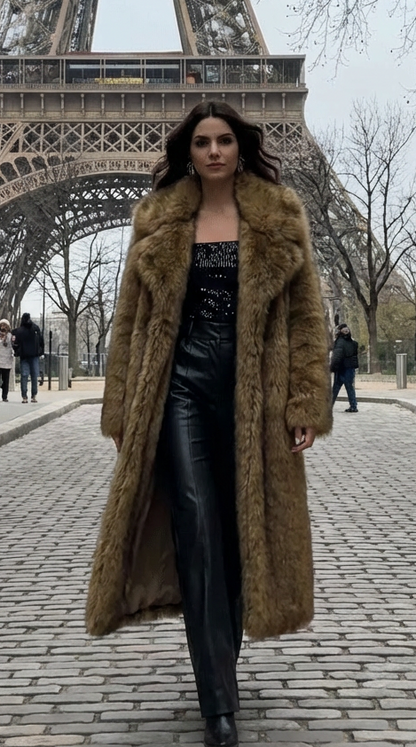 MELAYA Manteau long en fourrure douce