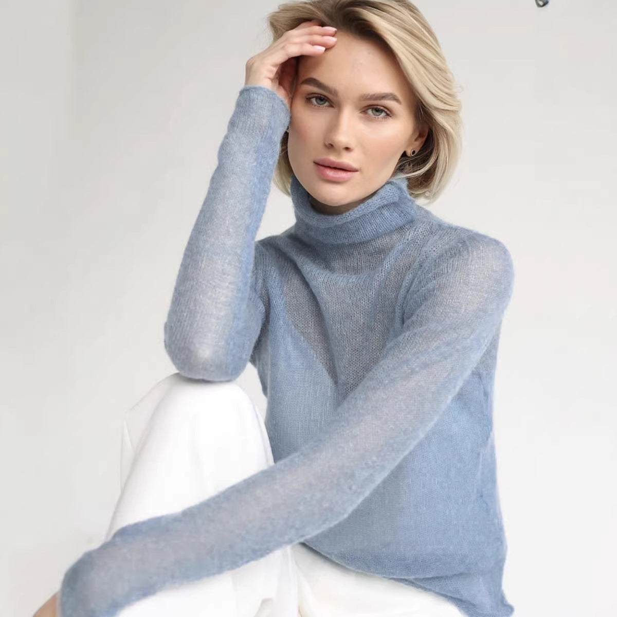 HAYLAN Pull femme ajouré, doux, style Instagram européen et américain