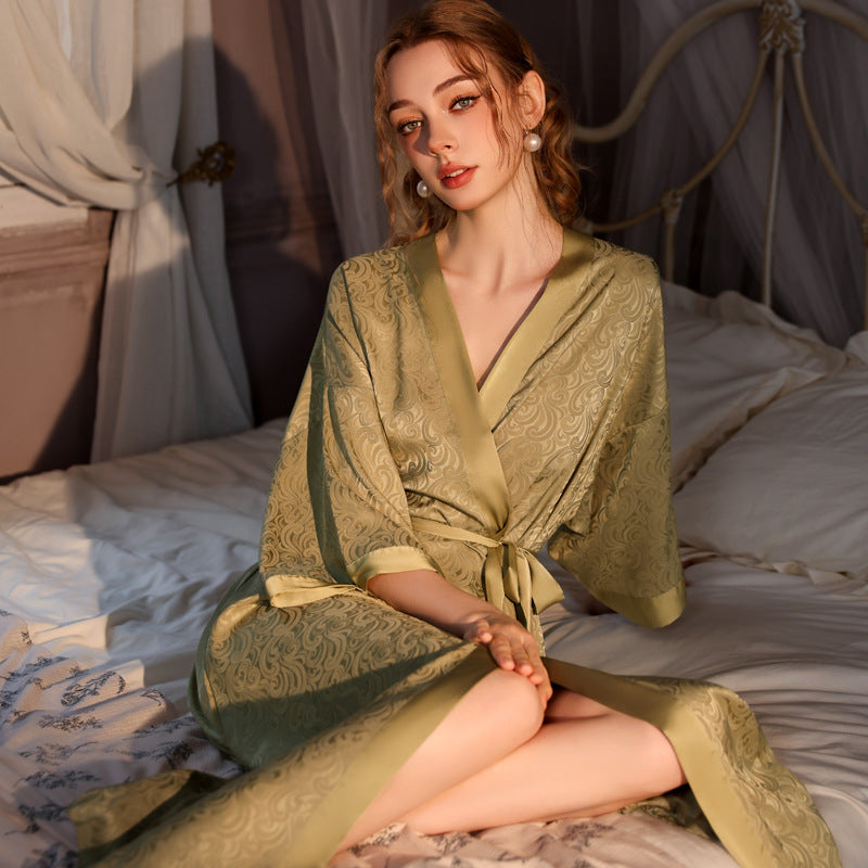 VILARI Robe de nuit d’été pour femme en satin jacquard haut de gamme