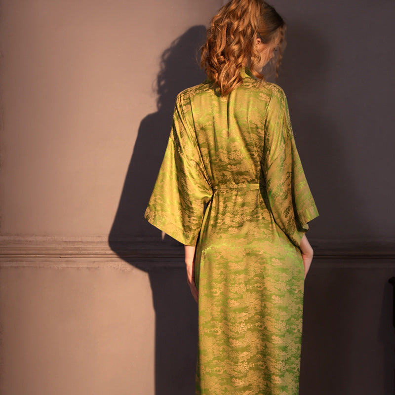 VILARI Robe de nuit d’été pour femme en satin jacquard haut de gamme