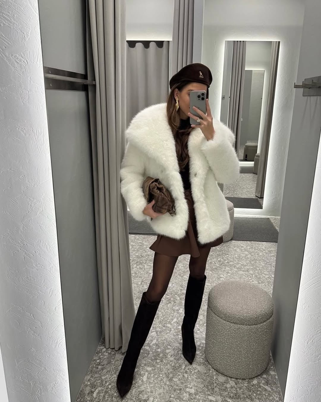 DAFYA, manteau court en fourrure