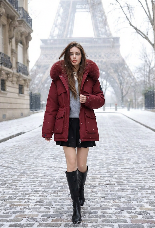 HINDAMI Veste matelassée, épaissie et doublée en polaire, en coton