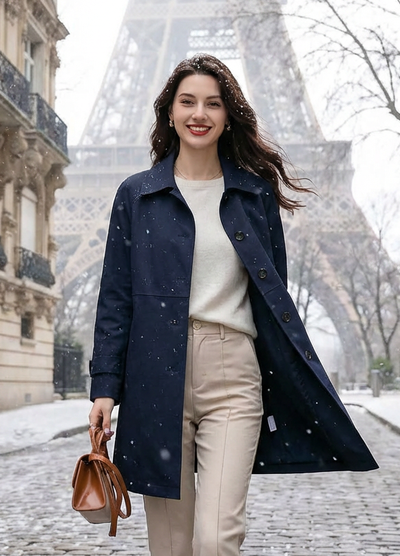 MIYANDO Manteau droit mi-long trench élégant britannique