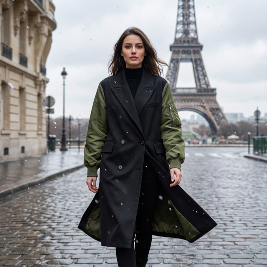 DORRATI Manteau trench cardigan à double col tailleur, style décontracté et raffiné