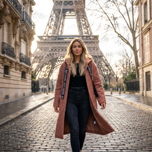 JEBLI Manteau à capuche en laine d’agneau.