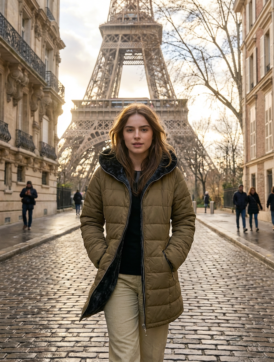JWIKTA Veste à capuche, chaude, matelassée en coton.