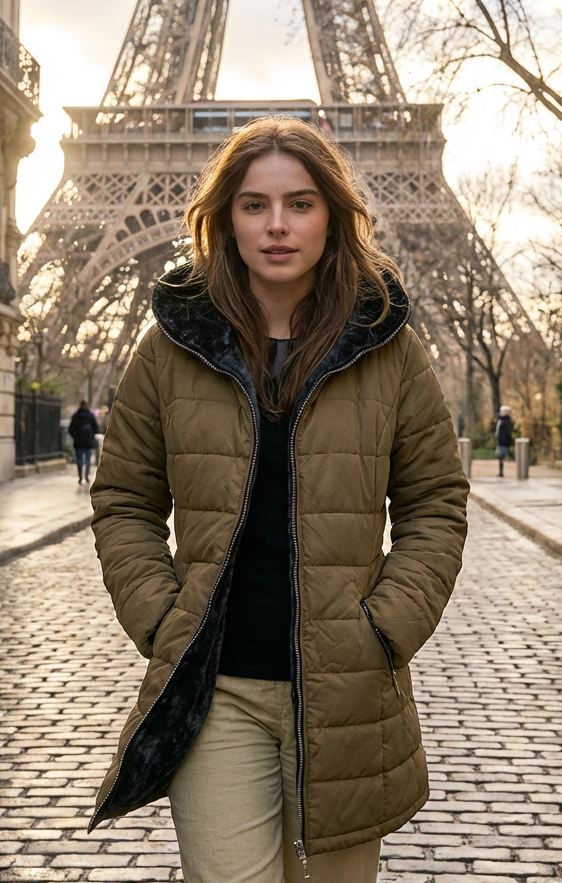 JWIKTA Veste à capuche, chaude, matelassée en coton.
