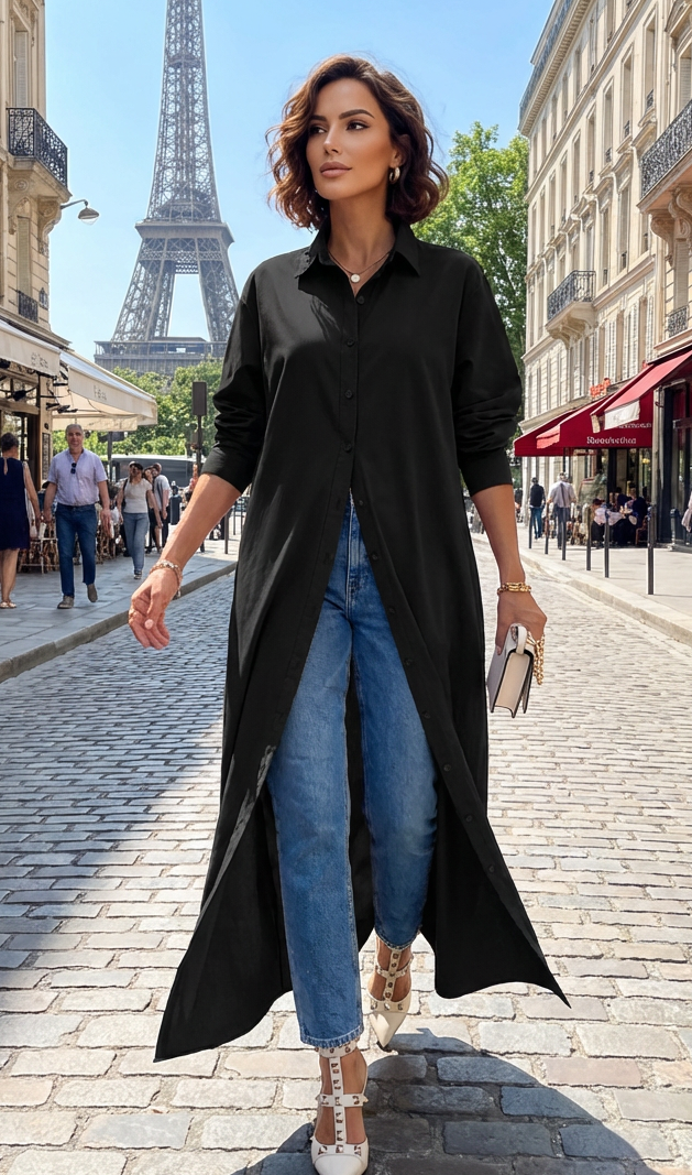 HITAMI Haut uni à manches longues pour femme