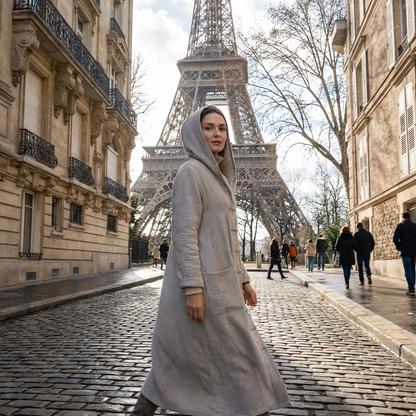 ANTARA Manteau rétro à capuche de style national – Robe cape par-dessus