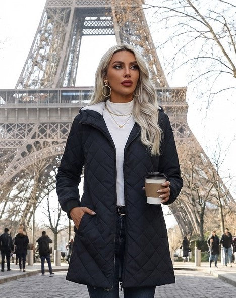 CHARIMI Veste à capuche pour femme en cachemire et laine d’agneau avec coton
