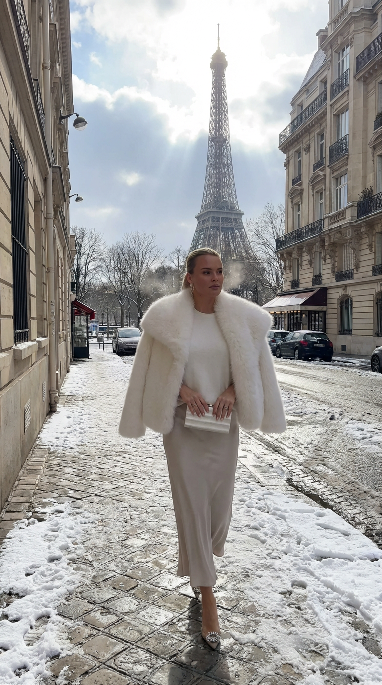 DAFYA manteau court en fourrure