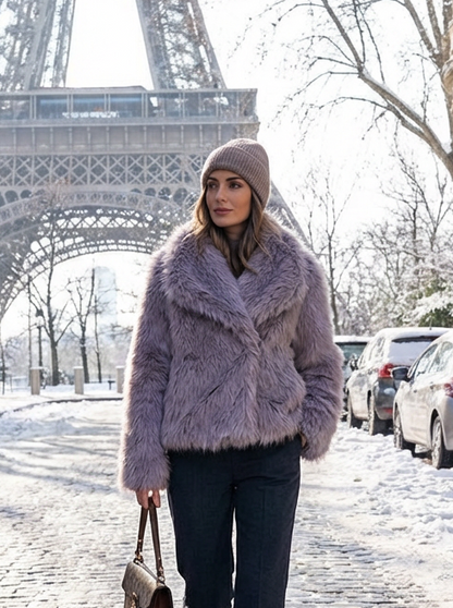 DAFYA manteau court en fourrure