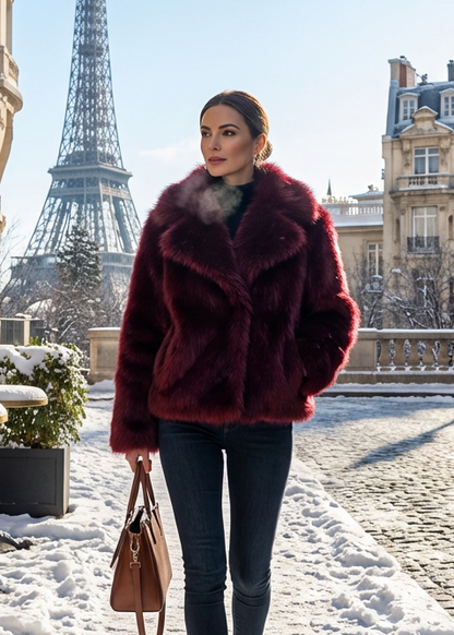 DAFYA manteau court en fourrure