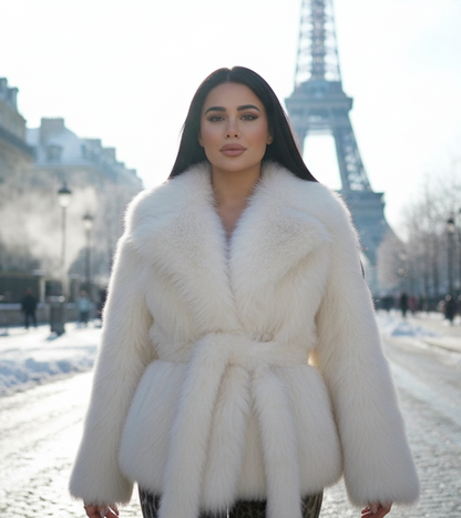 CHEKFA Manteau ample en peluche avec col polo